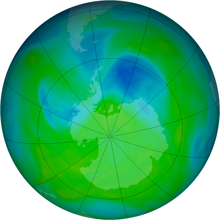 Antarctic ozone map for 08 December 2004
